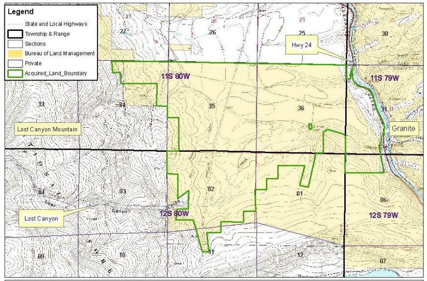  property boundary map of Cache Creek Prospecting Area